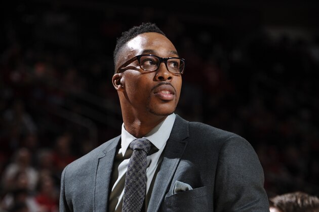 HOUSTON, TX - FEBRUARY 8:  Dwight Howard #12 of the Houston Rockets during the game against the Portland Trail Blazers on February 8, 2015 at the Toyota Center in Houston, Texas. NOTE TO USER: User expressly acknowledges and agrees that, by downloading and or using this photograph, User is consenting to the terms and conditions of the Getty Images License Agreement. Mandatory Copyright Notice: Copyright 2015 NBAE (Photo by Bill Baptist/NBAE via Getty Images)