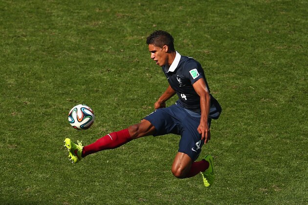 RIO DE JANEIRO, BRAZIL - JULY 04:  Raphael Varane of France controls the ball during the 2014 FIFA World Cup Brazil Quarter Final match between France and Germany at Maracana on July 4, 2014 in Rio de Janeiro, Brazil.  (Photo by Clive Rose/Getty Images)