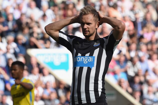 NEWCASTLE UPON TYNE, ENGLAND - AUGUST 30: Siem de Jong of Newcastle United looks on during the Barclays Premier League match between Newcastle United and Crystal Palace at St James' Park on August 30, 2014 in Newcastle upon Tyne, England.  (Photo by Nigel Roddis/Getty Images)