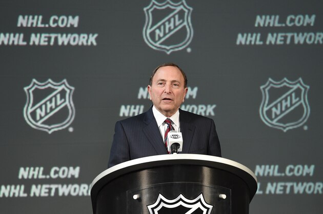 COLUMBUS, OH - JANUARY 24:  NHL Commissioner Gary Bettman speaks onstage during the 2015 NHL All-Star Weekend Commissioners Press Conference at Nationwide Arena on January 24, 2015 in Columbus, Ohio.  (Photo by Brian Babineau/NHLI via Getty Images)