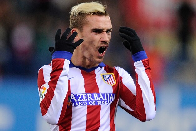 MADRID, SPAIN - JANUARY 24:  Antoine Griezmann of Club Atletico de Madrid reacts during the La Liga match between Club Atletico de Madrid and Rayo Vallecano de Madrid   at Vicente Calderon Stadium on January 24, 2015 in Madrid, Spain.  (Photo by Denis Doyle/Getty Images)