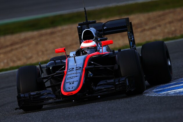 JEREZ DE LA FRONTERA, SPAIN - FEBRUARY 02:  Jenson Button of Great Britain and McLaren Honda drives during day two of Formula One Winter Testing at Circuito de Jerez on February 2, 2015 in Jerez de la Frontera, Spain.  (Photo by Mark Thompson/Getty Images)
