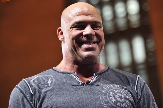 May 15, 2013; New York, NY, USA; 1996 Olympic gold medalist Kurt Angle attends the wrestling meet between Iran and USA at Grand Central Terminal. Iran won the meet 18-8. Mandatory Credit: Joe Camporeale-USA TODAY Sports