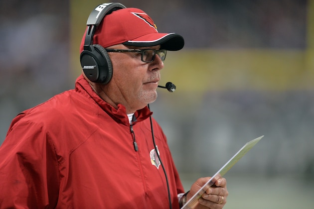 ST LOUIS, MO - DECEMBER 11:  Head coach Bruce Arians of the Arizona Cardinals looks on against the St. Louis Rams during their game at Edward Jones Dome on December 11, 2014 in St Louis, Missouri.  (Photo by Michael Thomas/Getty Images)