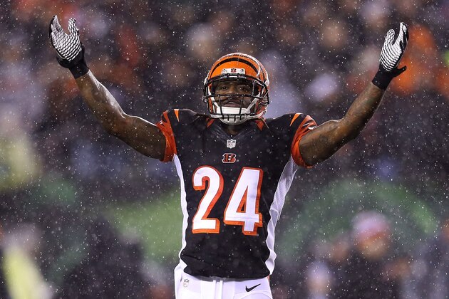 CINCINNATI, OH - DECEMBER 22:  Adam Jones #24 of the Cincinnati Bengals cheers on the crowd during the fourth quarter of the game against the Denver Broncos at Paul Brown Stadium on December 22, 2014 in Cincinnati, Ohio. Cincinnati defeated Denver 37-28. (Photo by Andy Lyons/Getty Images)