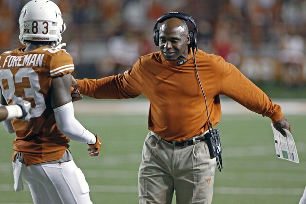 Texas head coach Charlie Strong during  an NCAA college football game against Iowa State in Austin, Texas, Saturday, Oct. 18, 2014. (AP Photo/Michael Thomas)