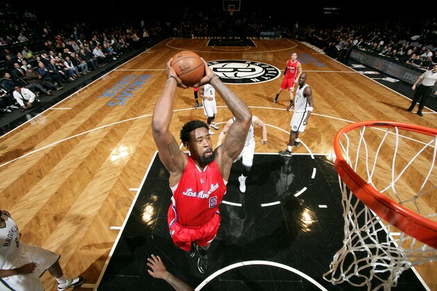 NEW YORK, NY - FEBRUARY 2: DeAndre Jordan #6 of the Los Angeles Clippers dunks against the Brooklyn Nets at the Barclays Center on February 2, 2015 in in the Brooklyn borough of New York City, New York. NOTE TO USER: User expressly acknowledges and agrees that, by downloading and or using this photograph, User is consenting to the terms and conditions of the Getty Images License Agreement. Mandatory Copyright Notice: Copyright 2015 NBAE (Photo by Nathaniel S. Butler/NBAE via Getty Images)