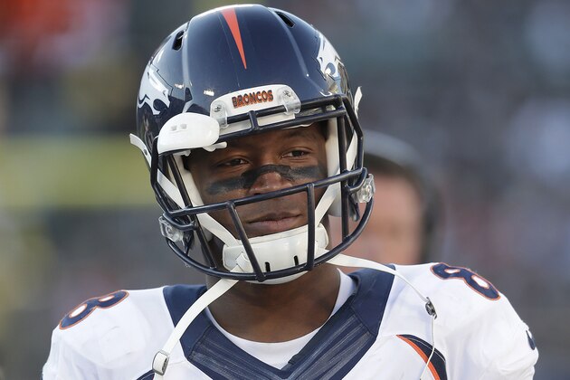 Denver Broncos wide receiver Demaryius Thomas (88) stands on the sideline during the second half of an NFL football game against the Oakland Raiders in Oakland, Calif., Sunday, Nov. 9, 2014. (AP Photo/Marcio Jose Sanchez)