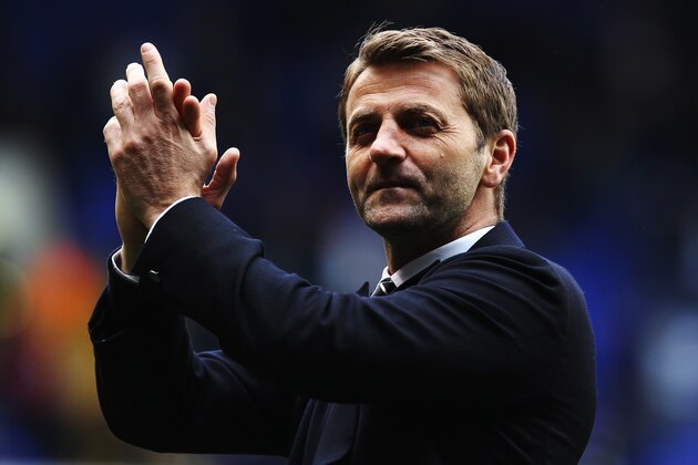 LONDON, ENGLAND - MAY 11:  Tottenham Hotspur interim manager Tim Sherwood acknowledges his sides fans following the Barclays Premier League match between Tottenham Hotspur and Aston Villa at White Hart Lane on May 11, 2014 in London, England.  (Photo by Clive Rose/Getty Images)