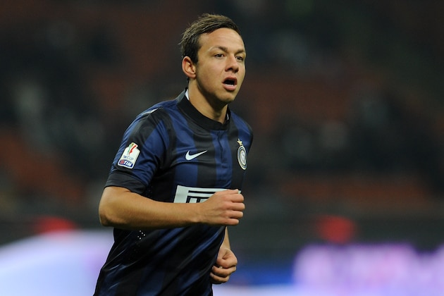 MILAN, ITALY - DECEMBER 04:  Patrick Olsen of FC Internazionale Milano looks on during the Tim Cup match between FC Internazionale Milano and Trapani Calcio at Stadio Giuseppe Meazza on December 4, 2013 in Milan, Italy.  (Photo by Valerio Pennicino/Getty Images)
