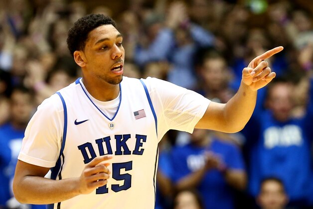 DURHAM, NC - DECEMBER 15:  Jahlil Okafor #15 of the Duke Blue Devils during their game at Cameron Indoor Stadium on December 15, 2014 in Durham, North Carolina.  (Photo by Streeter Lecka/Getty Images)