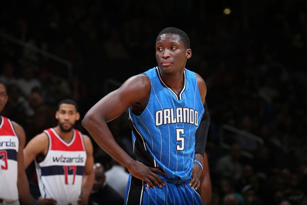 WASHINGTON, DC - FEBRUARY 9:  Victor Oladipo #5 of the Orlando Magic looks on during the game against the Washington Wizards on February 9, 2015 at the Verizon Center in Washington, DC. NOTE TO USER: User expressly acknowledges and agrees that, by downloading and or using this Photograph, user is consenting to the terms and conditions of the Getty Images License Agreement. Mandatory Copyright Notice: Copyright 2015 NBAE (Photo by Ned Dishman/NBAE via Getty Images)