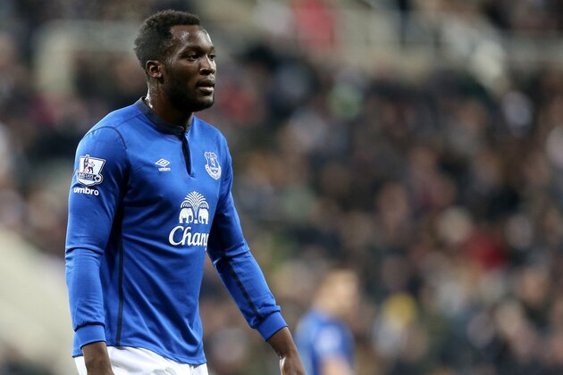 Everton's Romelu Lukaku during their English Premier League soccer match between Newcastle United and Everton at St James' Park, Newcastle, England, Sunday, Dec. 28, 2014. (AP Photo/Scott Heppell)