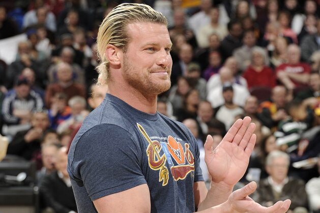 CLEVELAND, OH - JANUARY 22:  Cleveland born WWE wrestler Dolph Ziggler entertains Cleveland Cavaliers fans during a break in the action against the Chicago Bulls at The Quicken Loans Arena on January 22, 2014 in Cleveland, Ohio. NOTE TO USER: User expressly acknowledges and agrees that, by downloading and/or using this Photograph, user is consenting to the terms and conditions of the Getty Images License Agreement. Mandatory Copyright Notice: Copyright 2014 NBAE (Photo by David Liam Kyle/NBAE via Getty Images)