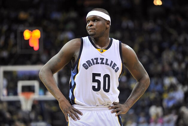 Memphis Grizzlies forward Zach Randolph (50) plays in the second half of an NBA basketball game Tuesday, Feb. 10, 2015, in Memphis, Tenn. (AP Photo/Brandon Dill)