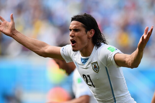 NATAL, BRAZIL - JUNE 24:  Edinson Cavani of Uruguay reacts during the 2014 FIFA World Cup Brazil Group D match between Italy and Uruguay at Estadio das Dunas on June 24, 2014 in Natal, Brazil.  (Photo by Matthias Hangst/Getty Images)
