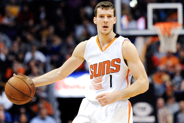 Jan 13, 2015; Phoenix, AZ, USA; Phoenix Suns guard Goran Dragic (1) dribbles the ball during the fourth quarter against the Cleveland Cavaliers at US Airways Center. Phoenix won 107-100. Mandatory Credit: Casey Sapio-USA TODAY Sports