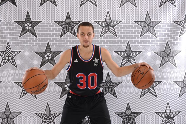 OAKLAND, CA - JANUARY 26:  Stephen Curry #30 of the Golden State Warriors poses for an All Star portrait on January 26, 2015 at the Warriors practice facility in Oakland, California.  NOTE TO USER: User expressly acknowledges and agrees that, by downloading and or using this photograph, User is consenting to the terms and conditions of the Getty Images License Agreement. Mandatory Copyright Notice: Copyright 2015 NBAE (Photo by Noah Graham/NBAE via Getty Images)