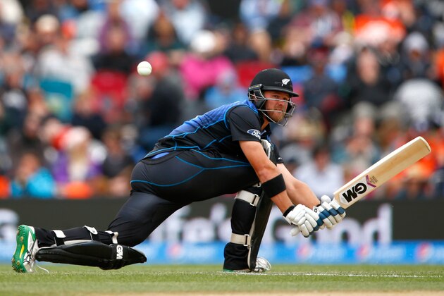 CHRISTCHURCH, NEW ZEALAND - FEBRUARY 14:  Corey Anderson of New Zealand bats  during the 2015 ICC Cricket World Cup match between Sri Lanka and New Zealand at Hagley Oval on February 14, 2015 in Christchurch, New Zealand.  (Photo by Phil Walter/Getty Images)