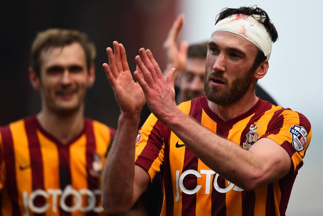 BRADFORD, ENGLAND - FEBRUARY 15:  Rory McArdle of Bradford applauds the fans after victory in the FA Cup Fifth Round match between Bradford City and Sunderland at Coral Windows Stadium, Valley Parade on February 15, 2015 in Bradford, England.  (Photo by Laurence Griffiths/Getty Images)