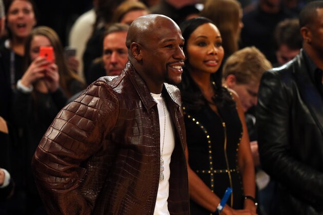 NEW YORK, NY - FEBRUARY 15:  Boxer Floyd Mayweather Jr. attends the 2015 NBA All-Star Game at Madison Square Garden on February 15, 2015 in New York City.  NOTE TO USER: User expressly acknowledges and agrees that, by downloading and/or using this photograph, user is consenting to the terms and conditions of the Getty Images License Agreement.  (Photo by Elsa/Getty Images)