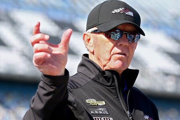 DAYTONA BEACH, FL - FEBRUARY 15:  Team owner Joe Gibbs stands on the grid during qualifying for the 57th Annual Daytona 500 at Daytona International Speedway on February 15, 2015 in Daytona Beach, Florida.  (Photo by Maddie Meyer/Getty Images)