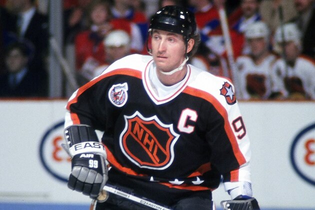 MONTREAL, QC - FEBRUARY 6: Wayne Gretzky #99 of the Campbell Conference and the Los Angeles Kings skates on the ice during the 1993 44th NHL All-Star Game against the Wales Conference on February 6, 1993 at the Montreal Forum in Montreal, Quebec, Canada. The Wales Conference defeated the Campbell Conference 16-6. (Photo by Steve Babineau/NHLI via Getty Images)