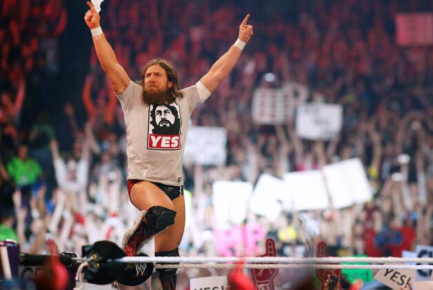 Daniel Bryan reacts during Wrestlemania XXX at the Mercedes-Benz Super Dome in New Orleans on Sunday, April 6, 2014. (Jonathan Bachman/AP Images for WWE)
