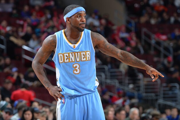 PHILADELPHIA, PA - FEBRUARY 3:  Ty Lawson #3 of the Denver Nuggets looks on against the Philadelphia 76ers at Wells Fargo Center on February 3, 2015 in Philadelphia, Pennsylvania NOTE TO USER: User expressly acknowledges and agrees that, by downloading and/or using this Photograph, user is consenting to the terms and conditions of the Getty Images License Agreement. Mandatory Copyright Notice: Copyright 2015 NBAE (Photo by Jesse D. Garrabrant/NBAE via Getty Images)