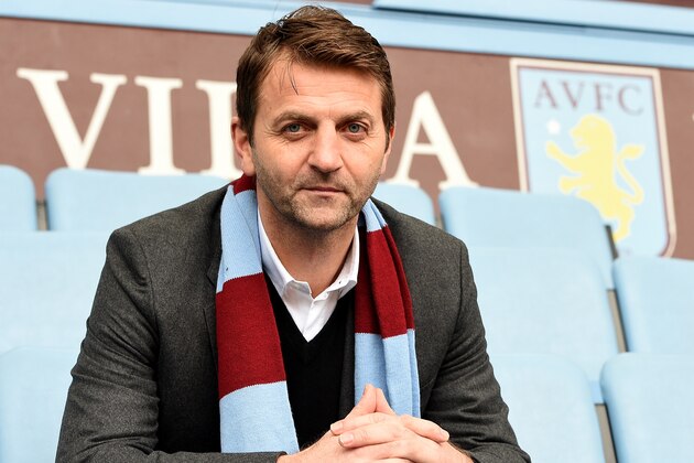 BIRMINGHAM, ENGLAND - FEBRUARY 16:  Tim Sherwood the Aston Villa manager faces the cameras after his press conference at the Villa Park Stadium on February 16, 2015 in Birmingham, England.  (Photo by Ross Kinnaird/Getty Images)
