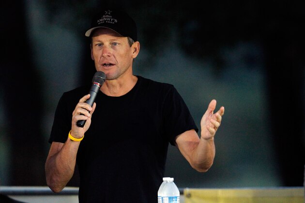 AUSTIN, TX - OCTOBER 21:  Cyclist Lance Armstrong addresses participants at The LIVESTRONG Challenge Ride at the Palmer Events Center on October 21, 2012 in Austin, Texas. More than 4,000 cyclists participated in the charity ride supporting cancer survivors. Armstrong has recently been accused of leading 'the most sophisticated, professionalized and successful doping program that sport has ever seen' according to USADA officials.  (Photo by Tom Pennington/Getty Images)