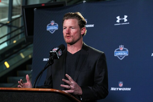 Feb 18, 2015; Indianapolis, IN, USA; St. Louis Rams general manager Les Snead speaks during a press conference during the 2015 NFL Combine at Lucas Oil Stadium. Mandatory Credit: Brian Spurlock-USA TODAY Sports