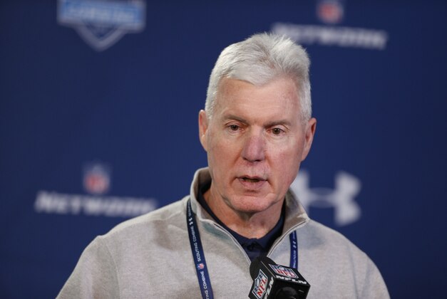 Feb 21, 2014; Indianapolis, IN, USA; Green Bay Packers general manager Ted Thompson speaks to the media in a press conference during the 2014 NFL Combine at Lucas Oil Stadium. Mandatory Credit: Brian Spurlock-USA TODAY Sports
