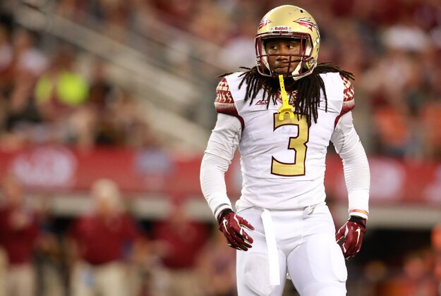 Aug 30, 2014; Arlington, TX, USA;  Florida State Seminoles cornerback Ronald Darby (3) in game action against the Oklahoma State Cowboys at AT&T Stadium. Florida State beat Oklahoma State 37-31. Mandatory Credit: Tim Heitman-USA TODAY Sports
