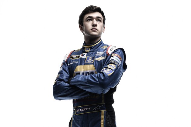 DAYTONA BEACH, FL - FEBRUARY 12:  (EDITORS NOTE: This image was processed using digital filters.) NASCAR Sprint Cup Series driver Chase Elliott poses for a portrait during the 2015 NASCAR Media Day at Daytona International Speedway on February 12, 2015 in Daytona Beach, Florida.  (Photo by Jared C. Tilton/Getty Images)