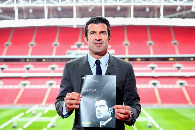 LONDON, ENGLAND - FEBRUARY 19:  Luis Figo poses after talking to the media as he launches his FIFA Presidential Campaign Manifesto at Wembley Stadium on February 19, 2015 in London, England.  (Photo by Paul Gilham/Getty Images)