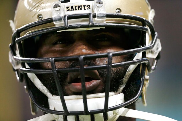 NEW ORLEANS, LA - DECEMBER 07:   Junior Galette #93 of the New Orleans Saints on the field before the start of the game against the Carolina Panthers  at Mercedes-Benz Superdome on December 7, 2014 in New Orleans, Louisiana.  (Photo by Sean Gardner/Getty Images)