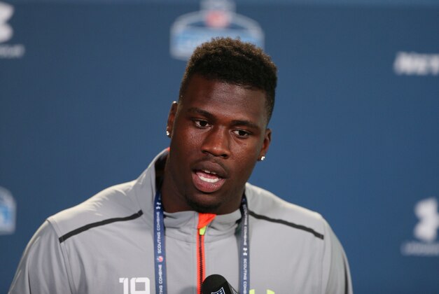 Feb 19, 2015; Indianapolis, IN, USA; Missouri Tigers wide receiver Dorial Green-Beckham speaks to the media during the 2015 NFL Combine at Lucas Oil Stadium. Mandatory Credit: Brian Spurlock-USA TODAY Sports