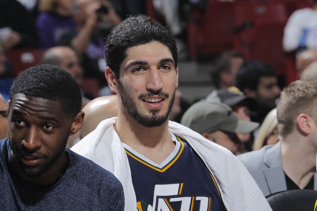 SACRAMENTO, CA - DECEMBER 8: Enes Kanter #0 of the Utah Jazz rests on the bench during the game against the Sacramento Kings on December 8, 2014 at Sleep Train Arena in Sacramento, California. NOTE TO USER: User expressly acknowledges and agrees that, by downloading and or using this photograph, User is consenting to the terms and conditions of the Getty Images Agreement. Mandatory Copyright Notice: Copyright 2014 NBAE (Photo by Rocky Widner/NBAE via Getty Images)