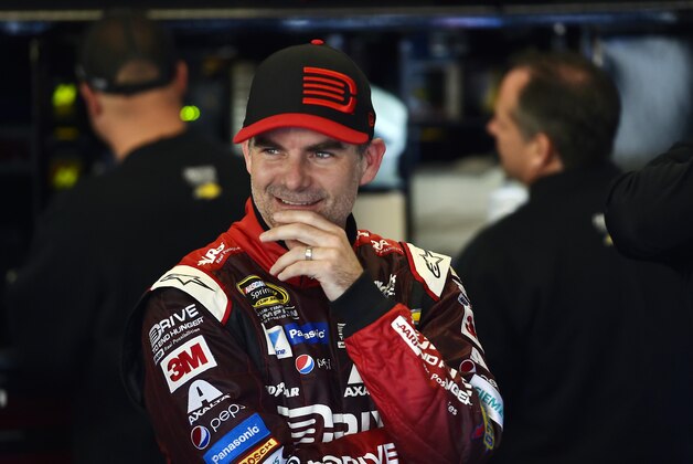 Feb 18, 2015; Daytona Beach, FL, USA; NASCAR Sprint Cup Series driver Jeff Gordon (24) during practice for the Daytona 500 at Daytona International Speedway. Mandatory Credit: Jasen Vinlove-USA TODAY Sports