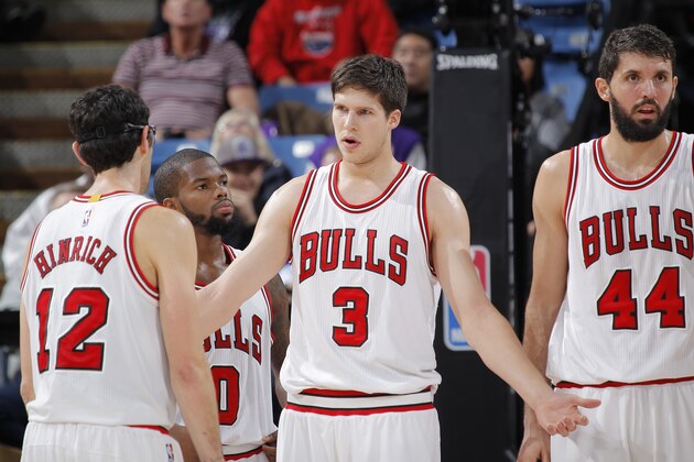 SACRAMENTO, CA - NOVEMBER 20: Doug McDermott #3 of the Chicago Bulls in a game against the Sacramento Kings on November 20, 2014 at Sleep Train Arena in Sacramento, California. NOTE TO USER: User expressly acknowledges and agrees that, by downloading and or using this photograph, User is consenting to the terms and conditions of the Getty Images Agreement. Mandatory Copyright Notice: Copyright 2014 NBAE (Photo by Rocky Widner/NBAE via Getty Images)