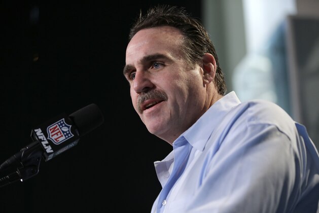 San Francisco 49ers coach Jim Tomsula answers a question during a news conference at the NFL football scouting combine in Indianapolis, Thursday, Feb. 19, 2015. (AP Photo/David J. Phillip)
