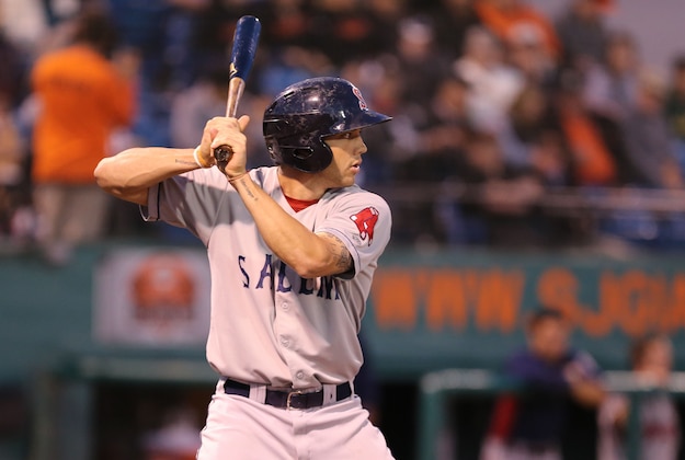 Jun 18, 2013; San Jose, CA, USA; Salem Red Sox catcher Blake Swihart (10) during the fourth inning of the California League vs Carolina League All Star Game at San Jose Municipal Stadium.  Mandatory Credit: Kelley L Cox-USA TODAY Sports
