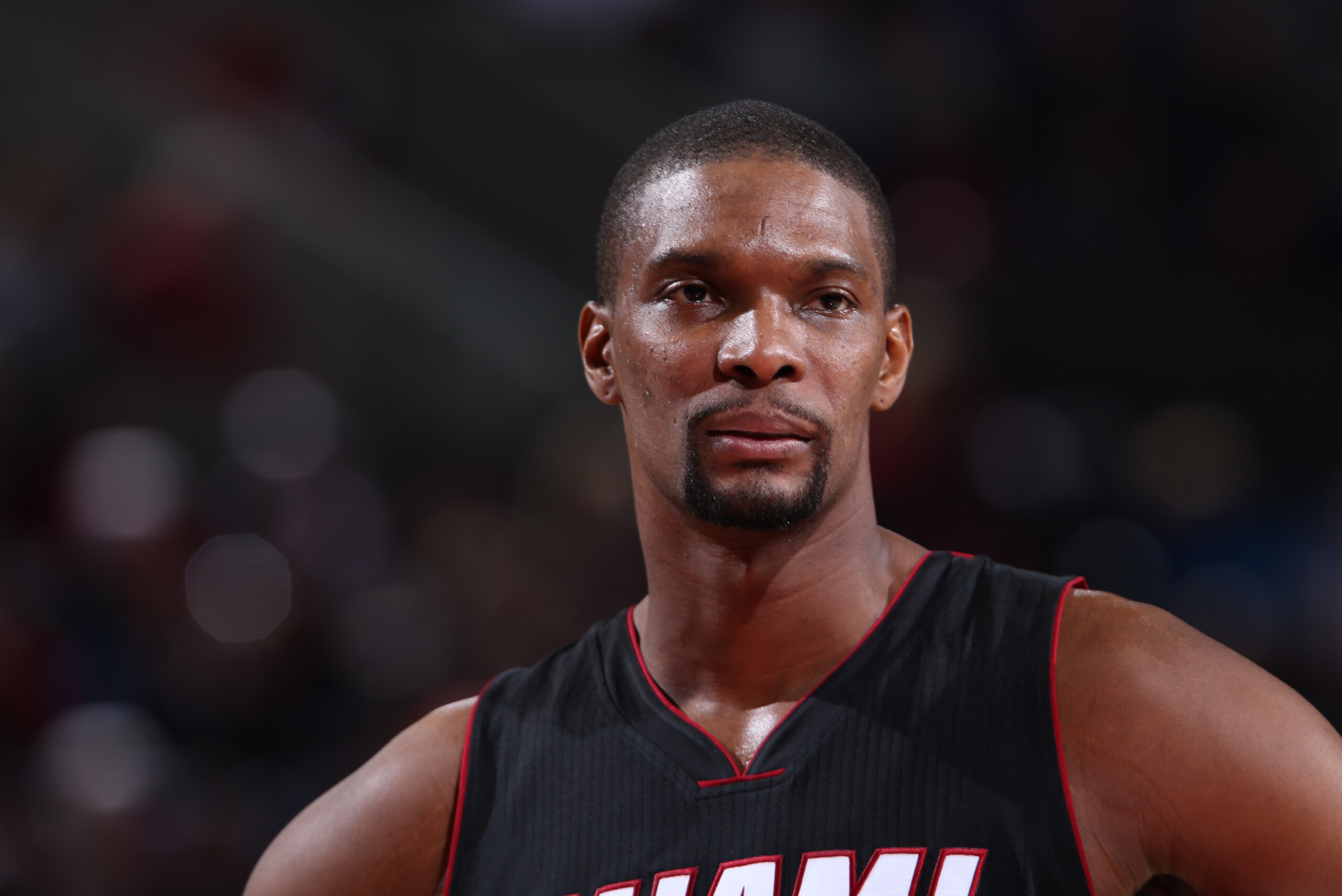 PORTLAND, OR - JANUARY 8: A close up shot of Chris Bosh #1 of the Miami Heat during the game against the Portland Trail Blazers on January 8, 2015 at the Moda Center Arena in Portland, Oregon. NOTE TO USER: User expressly acknowledges and agrees that, by downloading and or using this photograph, user is consenting to the terms and conditions of the Getty Images License Agreement. Mandatory Copyright Notice: Copyright 2015 NBAE (Photo by Sam Forencich/NBAE via Getty Images) PORTLAND, OR - JANUARY 8: A close up shot of Chris Bosh #1 of the Miami Heat during the game against the Portland Trail Blazers on January 8, 2015 at the Moda Center Arena in Portland, Oregon. NOTE TO USER: User expressly acknowledges and agrees that, by downloading and or using this photograph, user is consenting to the terms and conditions of the Getty Images License Agreement. Mandatory Copyright Notice: Copyright 2015 NBAE (Photo by Sam Forencich/NBAE via Getty Images)