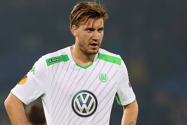 LIVERPOOL, ENGLAND - SEPTEMBER 18: Nicklas Bendtner of VfL Wolfsburg looks on at the final whistle during the UEFA Europa League match between Everton FC and VfL Wolfsburg on September 18, 2014 in Liverpool, United Kingdom. (Photo by Jan Kruger/Getty Images)