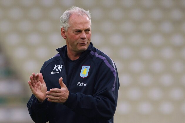 VIENNA, AUSTRIA - AUGUST 18:  Aston Villa caretaker manager Kevin MacDonald looks on during a training session ahead of their UEFA Europa League qualifying first leg match against Rapid Vienna at at the Gerhard Hanappi Stadium on August 18, 2010 in Vienna, Austria.  (Photo by Ian Walton/Getty Images)