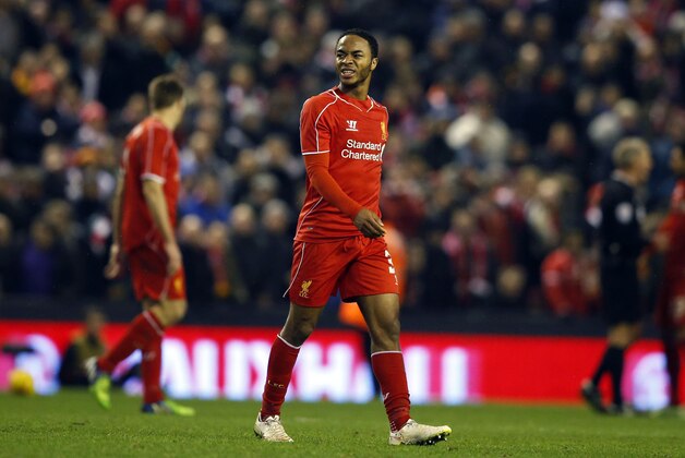 Liverpool's Raheem Sterling grimaces during the English League Cup semi-final first leg soccer match between Liverpool and Chelsea at Anfield Stadium, Liverpool, England, Tuesday Jan. 20, 2015. (AP Photo/Jon Super) Liverpool's Raheem Sterling grimaces during the English League Cup semi-final first leg soccer match between Liverpool and Chelsea at Anfield Stadium, Liverpool, England, Tuesday Jan. 20, 2015. (AP Photo/Jon Super)
