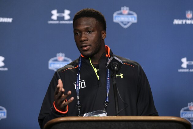 USC wide receiver Nelson Agholor answers a question during a news conference at the NFL football scouting combine in Indianapolis, Thursday, Feb. 19, 2015. (AP Photo/David J. Phillip)