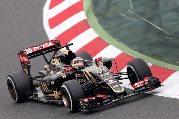 MONTMELO, SPAIN - FEBRUARY 21:  Pastor Maldonado of Venezuela and Lotus drives during day three of Formula One Winter Testing at Circuit de Catalunya on February 21, 2015 in Montmelo, Spain.  (Photo by Dan Istitene/Getty Images)