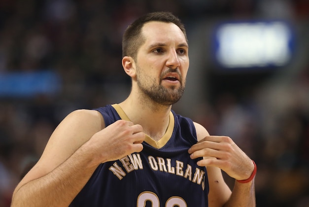 Jan 18, 2015; Toronto, Ontario, CAN; New Orleans Pelicans forward Ryan Anderson (33) during their game against the Toronto Raptors at Air Canada Centre. The Pelicans beat the Raptors 95-93. Mandatory Credit: Tom Szczerbowski-USA TODAY Sports